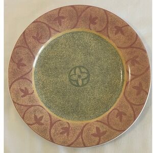 Sango Intrigue 4889 Dinner Plate Green Terracotta Scroll Vine Stoneware 10.75 in